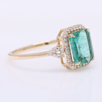 1.58 Ct Octagon Step Cut Natural Emerald 14K Gold Ring