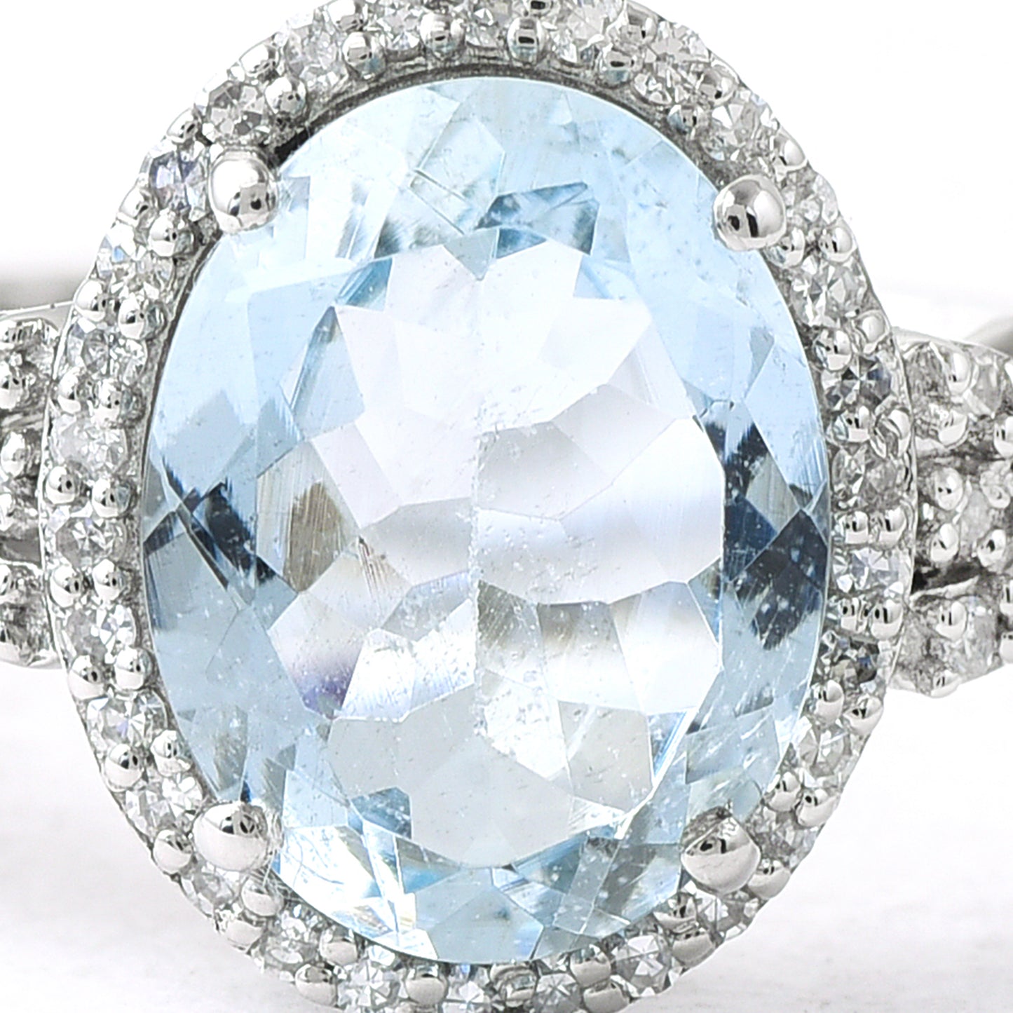 3.10 Ct Oval Mixed Cut Natural Aquamarine 950 Platinum Ring