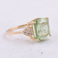 5.26 Ct Octagon Natural Peridot 14K Gold Ring