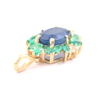 2.51 Ct Oval Mixed Cut Natural Sapphire 14K Gold Pendant