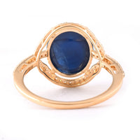 6.68 Ct Oval Cabochon Cut Natural Sapphire 14K Gold Ring