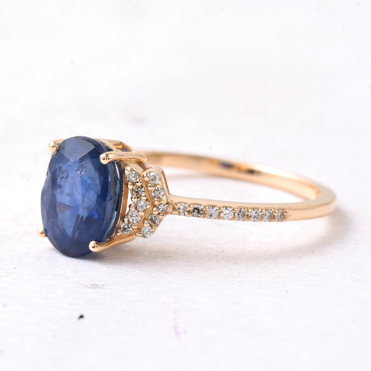 2.16 Ct Oval Mixed Cut Natural Sapphire 14K Gold Ring