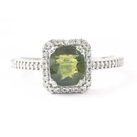 1.71 Ct Oval Mixed Cut Natural Green Sapphire 950 Platinum Ring