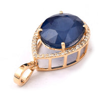6.18 Ct Oval Mixed Cut Natural Sapphire 14K Gold Pendant