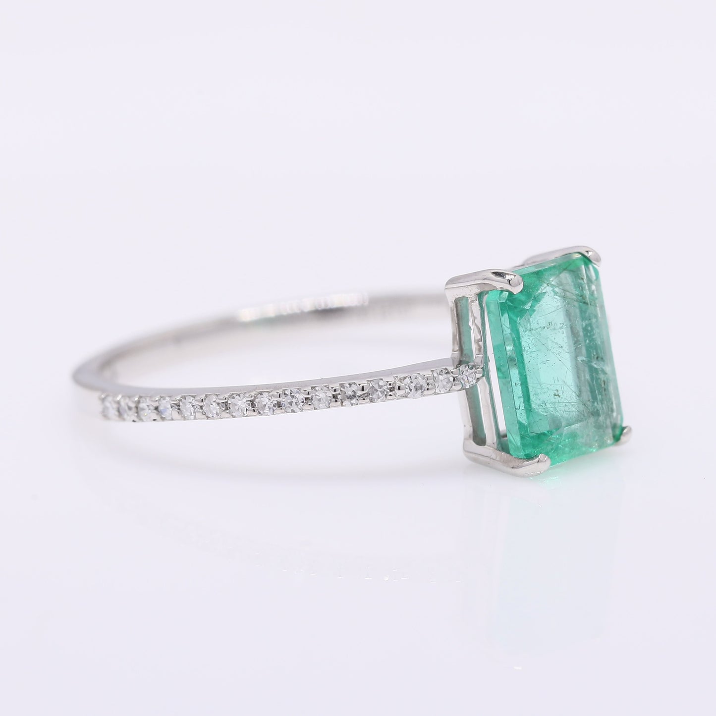 1.17 Ct Octagon Step Cut Natural Emerald 950 Platinum Ring