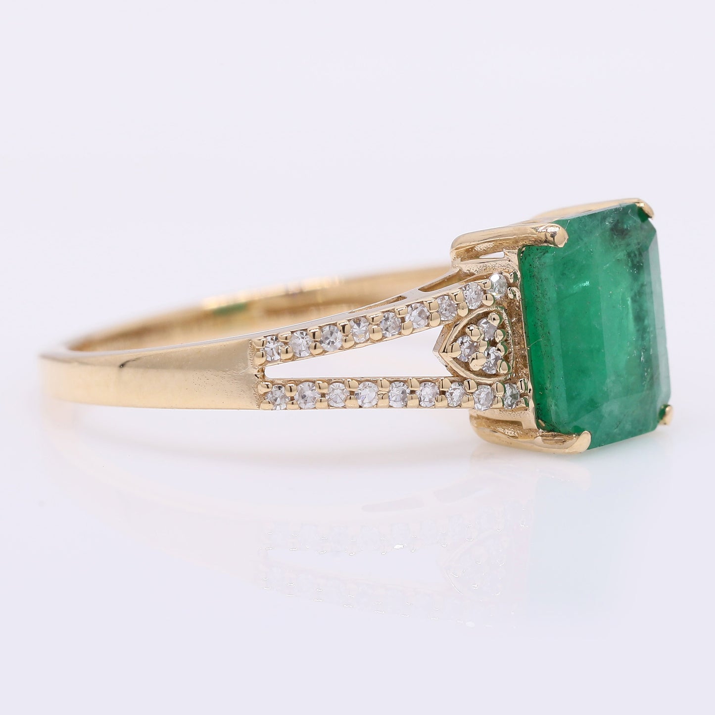 1.75 Ct Octagon Step Cut Natural Emerald 14K Gold Ring