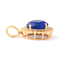 3.33 Ct Oval Mixed Cut Natural Sapphire 14K Gold Pendant