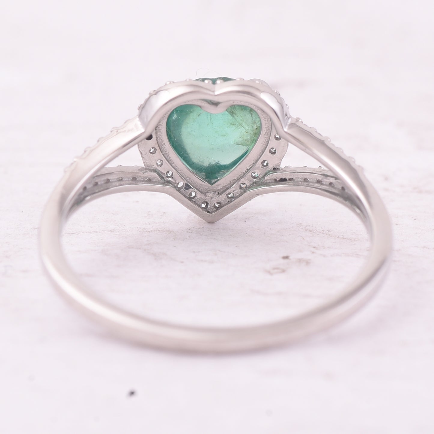 1.30 Ct Heart Cabochon Natural Emerald 950 Platinum Ring