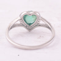 1.30 Ct Heart Cabochon Natural Emerald 950 Platinum Ring