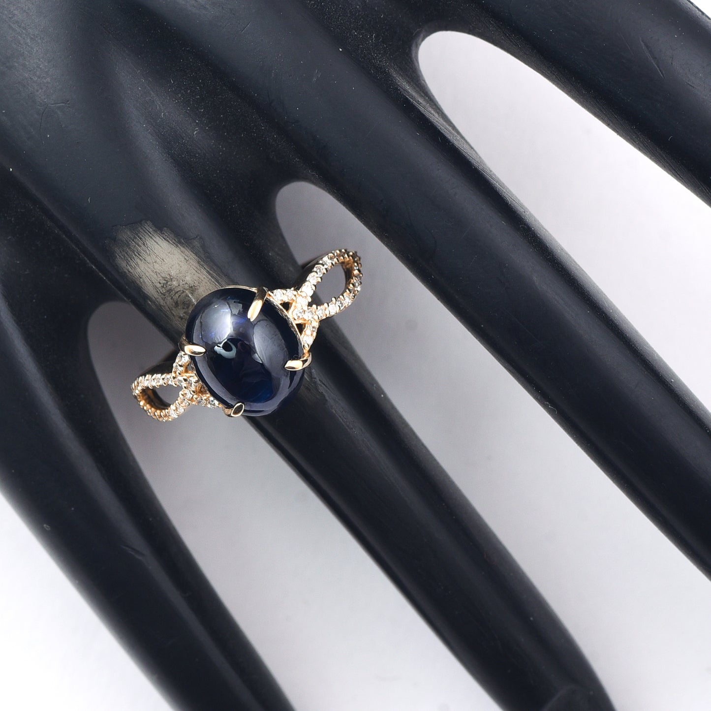 5.15 Ct Oval Cabochon Cut Natural Sapphire 14K Gold Ring