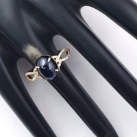5.15 Ct Oval Cabochon Cut Natural Sapphire 14K Gold Ring