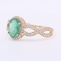 1.44 Ct Oval Mixed Cut Natural Emerald 14K Gold Ring