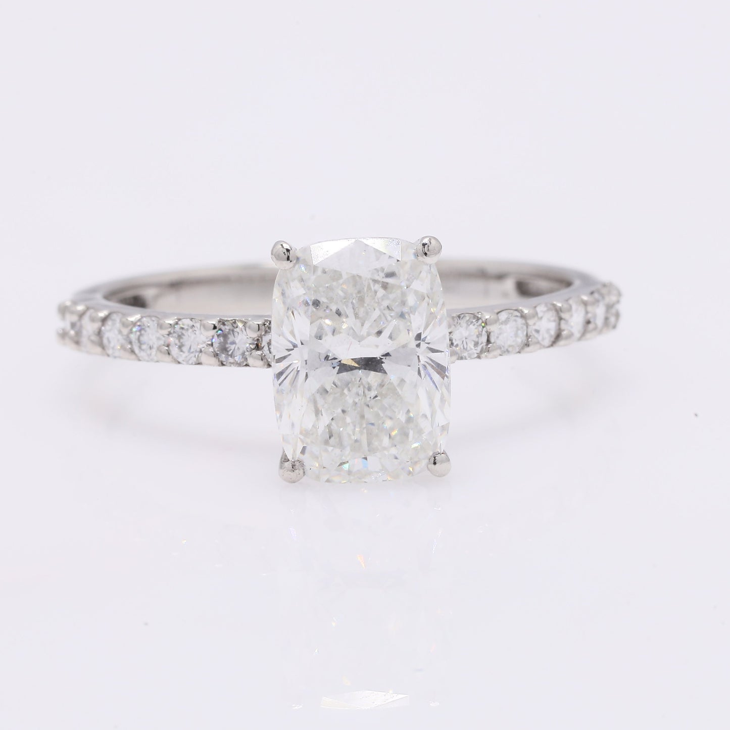 2.16 Ct Cushion Modified Brilliant Lab Grown Diamond 950 Platinum Ring