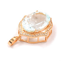 6.04 Ct Oval Mixed Cut Natural Aquamarine 14K Gold Pendant
