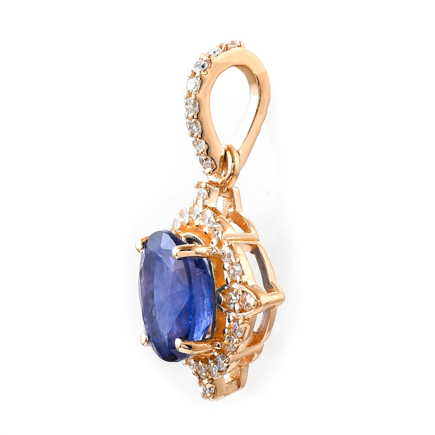 1.16 Ct Oval Mixed Cut Natural Sapphire 14K Gold Pendant