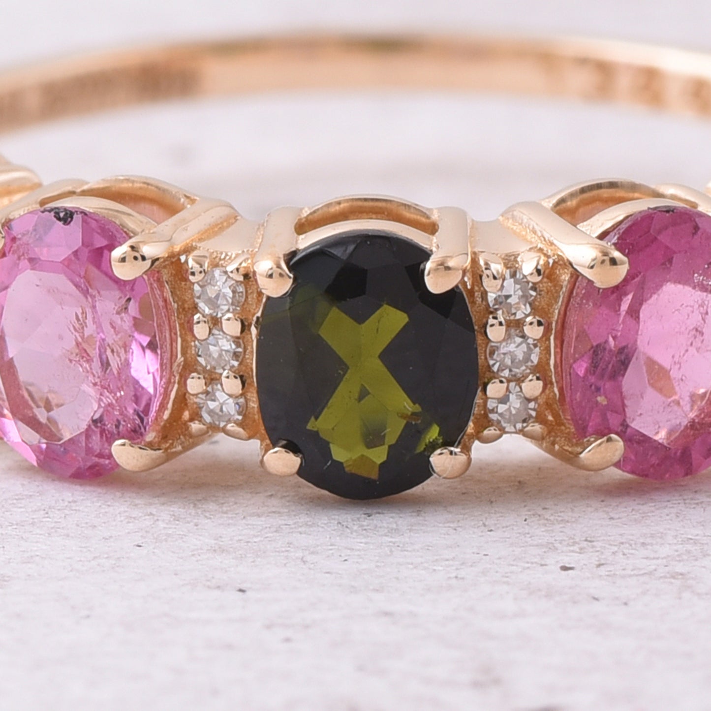 2.01 Ct Oval Mixed Cut Natural Multi-Coloured Tourmaline 14K Gold Ring