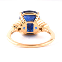 7.14 Ct Cushion Blue Sapphire 18K Gold Ring