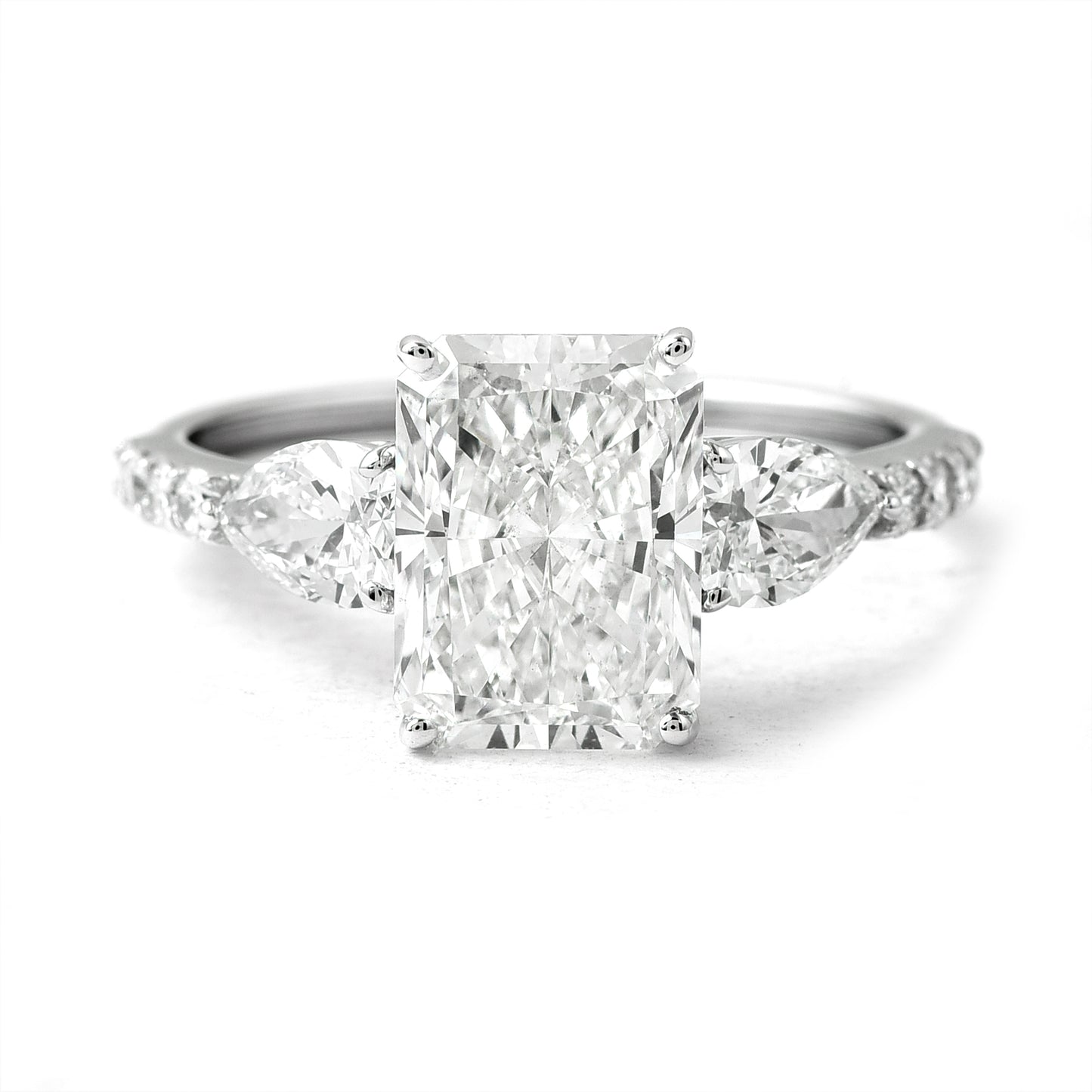 3.66 Ct Cut Cornered Rectangular Modified Brilliant Lab Grown Diamond 14K Gold Ring
