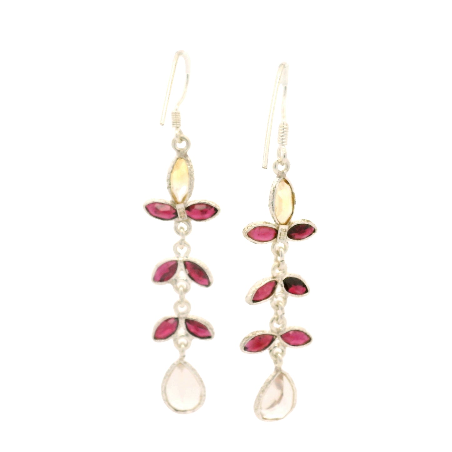 11.80 Ct Rose Quartz, Citrine 925 Sterling Silver Earrings