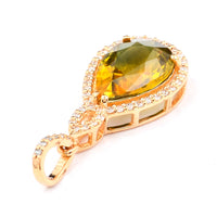 2.58 Ct Pear Mixed Cut Natural Yellow Sapphire 14K Gold Pendant