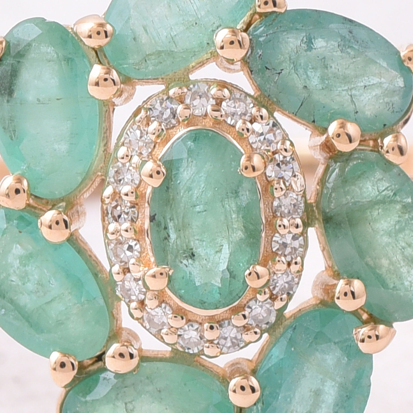 3.01 Ct Oval Mixed Cut Natural Emerald 14K Gold Ring