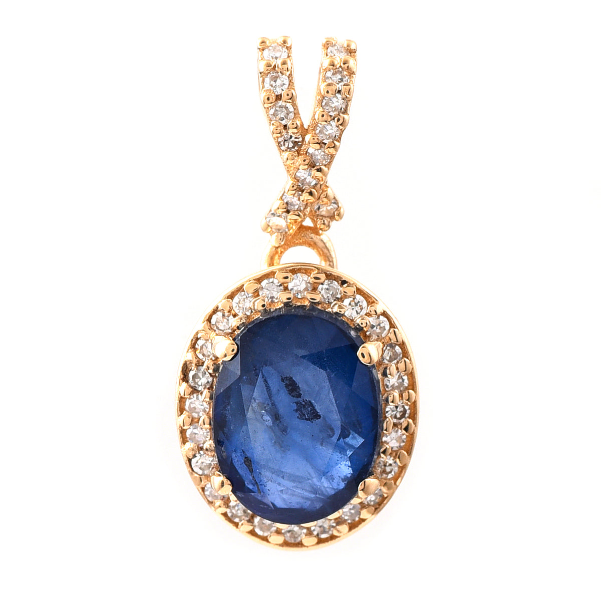 1.91 Ct Oval Mixed Cut Natural Sapphire 14K Gold Pendant