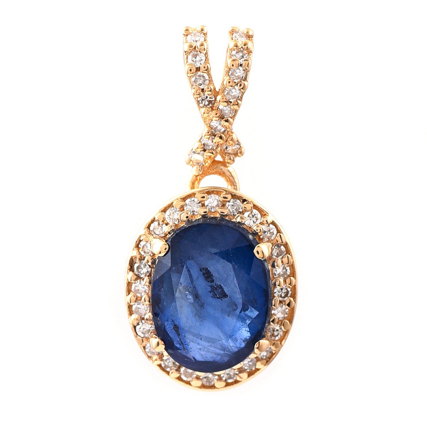 1.91 Ct Oval Mixed Cut Natural Sapphire 14K Gold Pendant