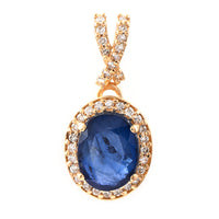 1.91 Ct Oval Mixed Cut Natural Sapphire 14K Gold Pendant