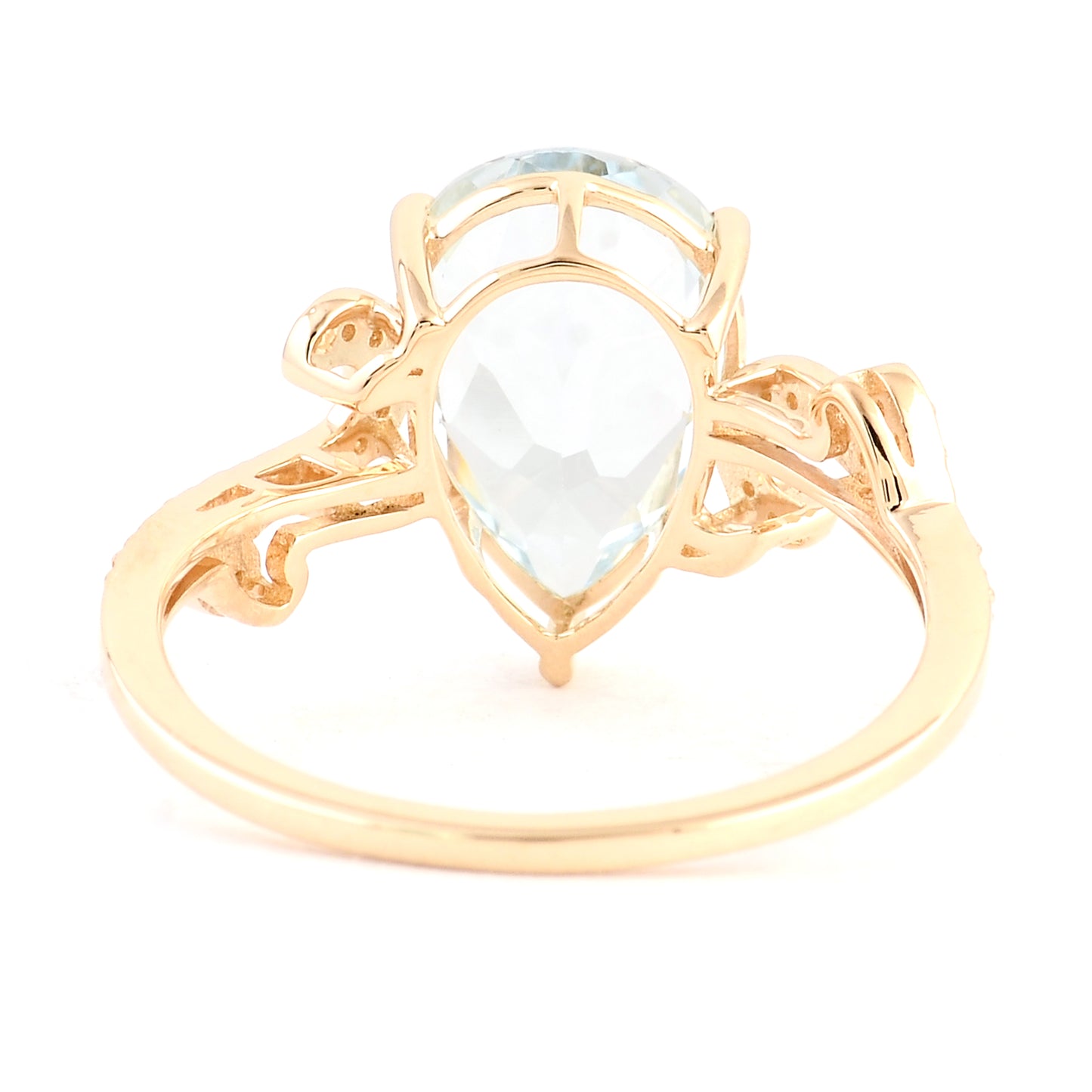 2.76 Ct Pear Mixed Cut Natural Beryl Aquamarine 14K Gold Ring