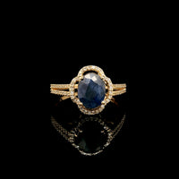 2.72 Ct Oval Mixed Cut Natural Sapphire 14K Gold Ring