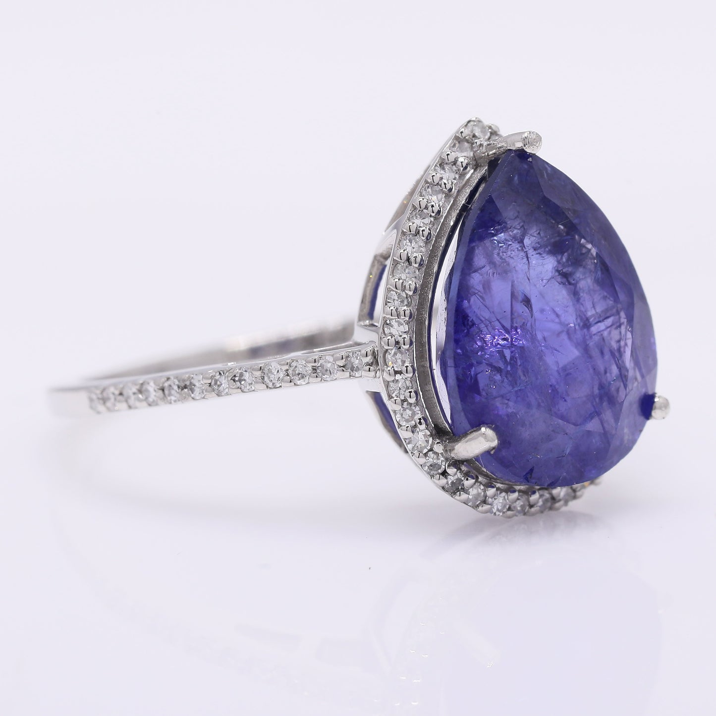 4.96 Ct Pear Mixed Cut Natural Tanzanite 950 Platinum Ring