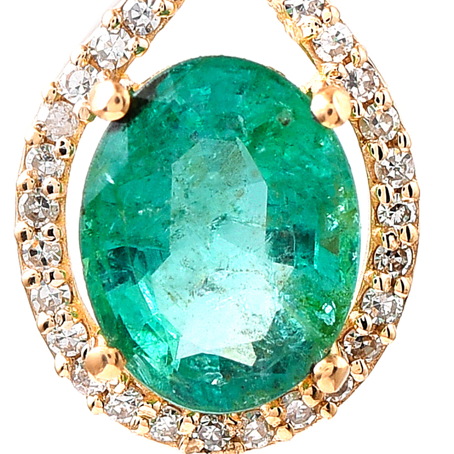 1.32 Ct Oval Mixed Cut Natural Emerald 14K Gold Pendant