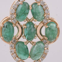 1.84 Ct Oval Cabochon Cut Natural Emerald 14K Gold Pendant