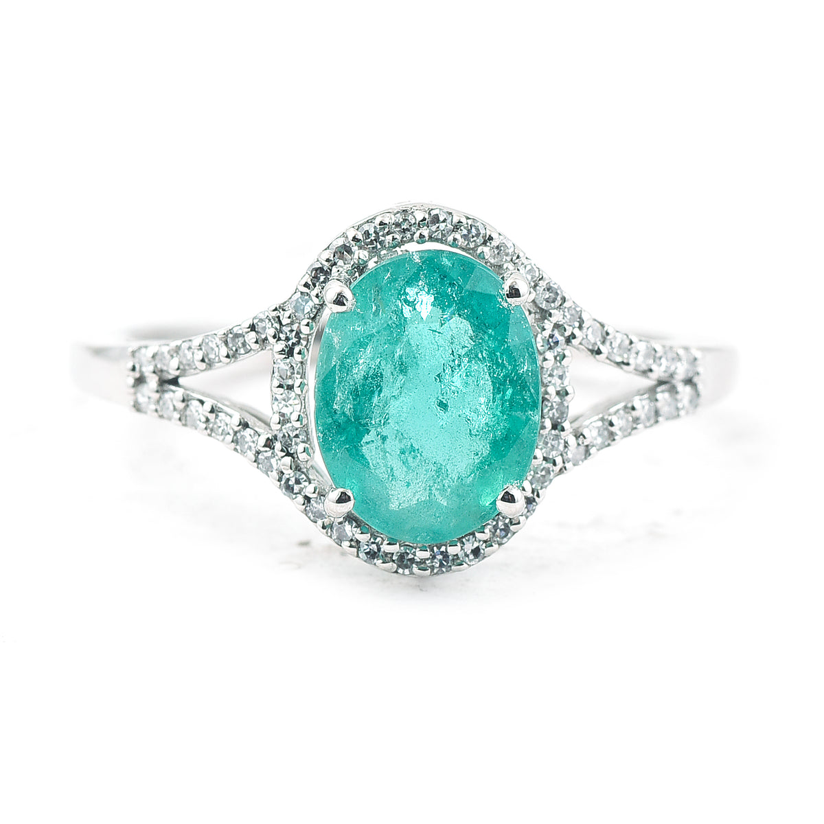1.85 Ct Oval Mixed Cut Natural Emerald 950 Platinum Ring