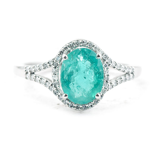 1.85 Ct Oval Mixed Cut Natural Emerald 950 Platinum Ring