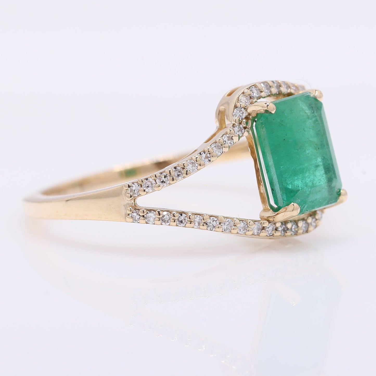 1.67 Ct Octagon Step Cut Natural Emerald 14K Gold Ring