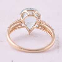 2.24 Ct Pear Aquamarine 9K Gold Ring