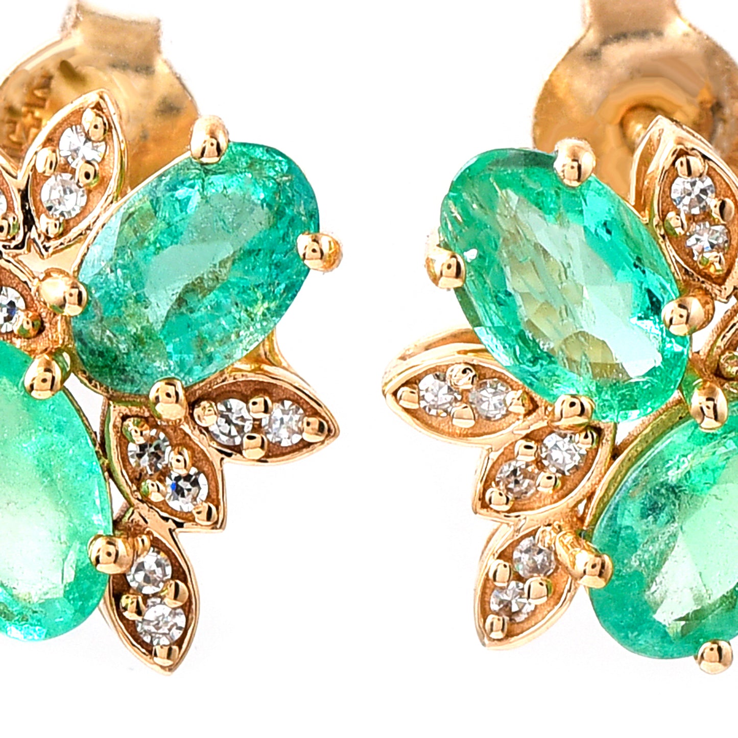 1.50 Ct Oval Mixed Cut Natural Emerald 14K Gold Earrings