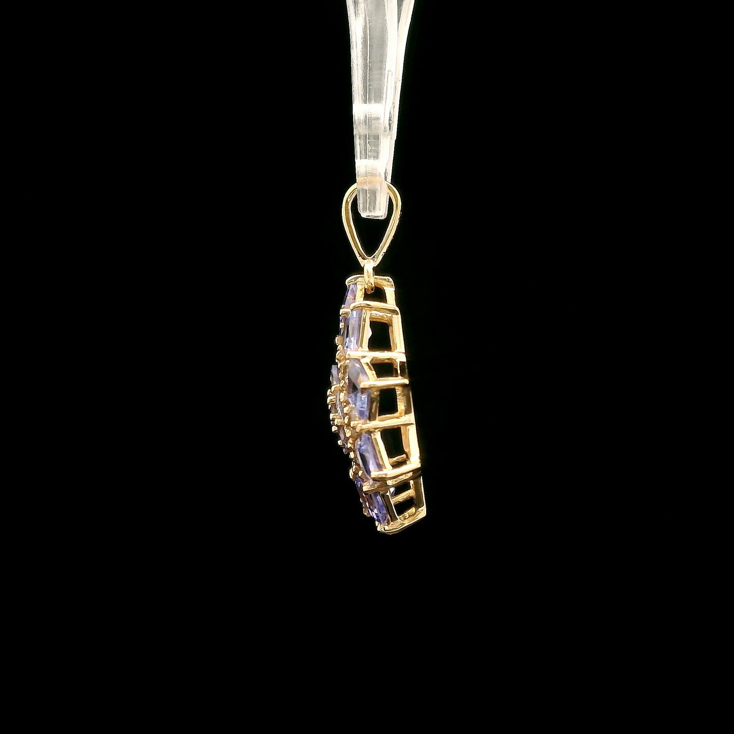 1.53 Ct Square Tanzanite 14K Gold Pendant
