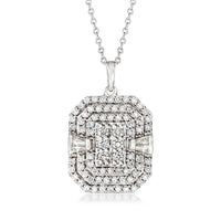 1.73 ct. t.w. Moissanite Cluster Pendant Necklace in Sterling Silver. 18"