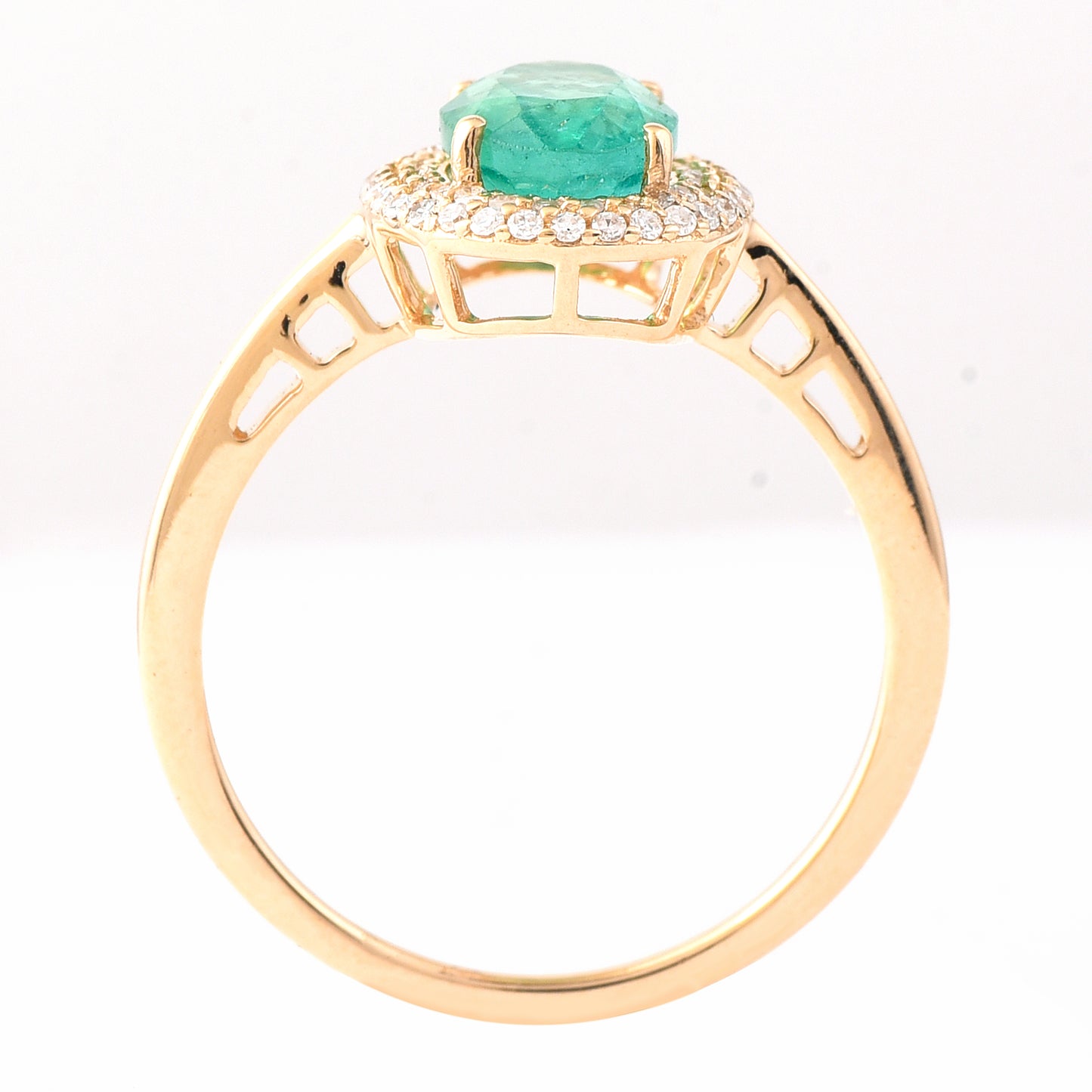1.73 Ct Oval Mixed Cut Natural Emerald 14K Gold Ring