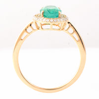 1.73 Ct Oval Mixed Cut Natural Emerald 14K Gold Ring