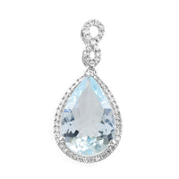 3.35 Ct Pear Mixed Cut Natural Aquamarine 950 Platinum Pendant