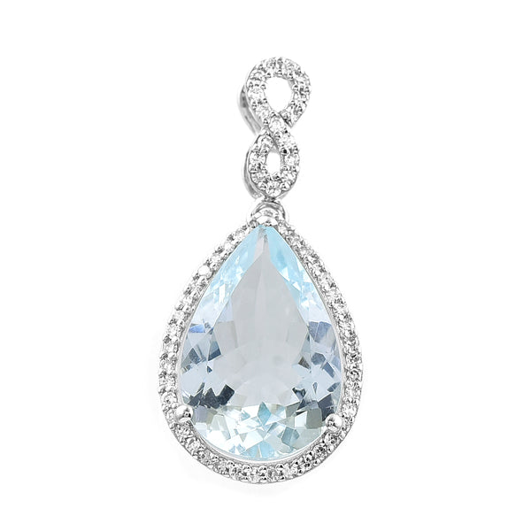 3.35 Ct Pear Mixed Cut Natural Aquamarine 950 Platinum Pendant