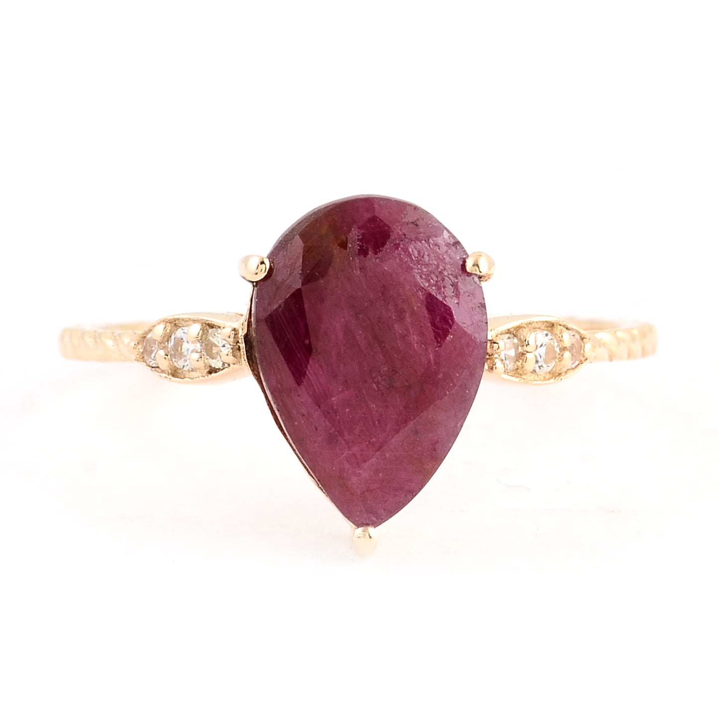 2.71 Ct Pear Ruby 14K Gold Ring