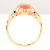 1.35 Ct Oval Mixed Cut Natural Fire Opal 14K Gold Ring
