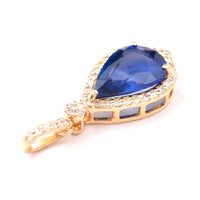 1.77 Ct Pear Mixed Cut Natural Sapphire 14K Gold Pendant