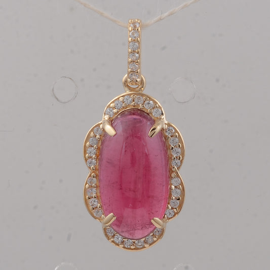 3.66 Ct Oval Tourmaline 9K Gold Pendant