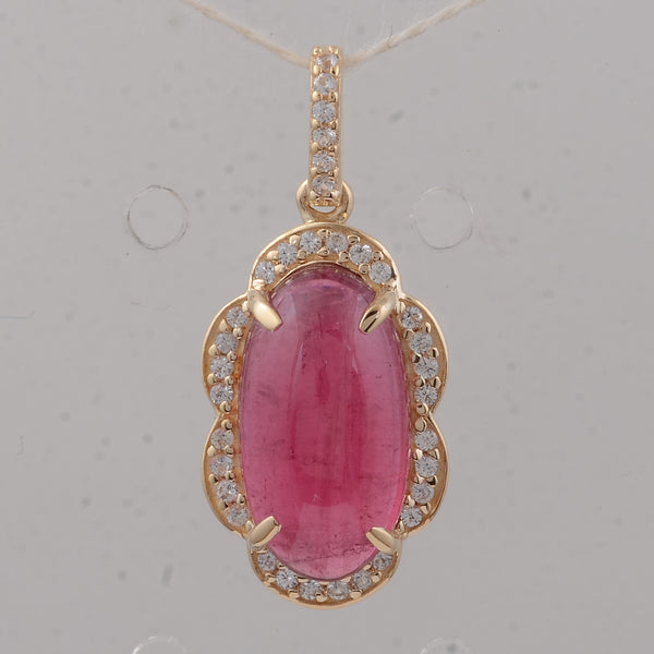 3.66 Ct Oval Tourmaline 9K Gold Pendant