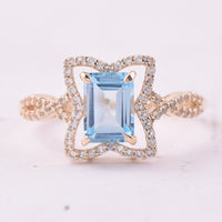 1.67 Ct Octagon Blue Topaz 9K Gold Ring